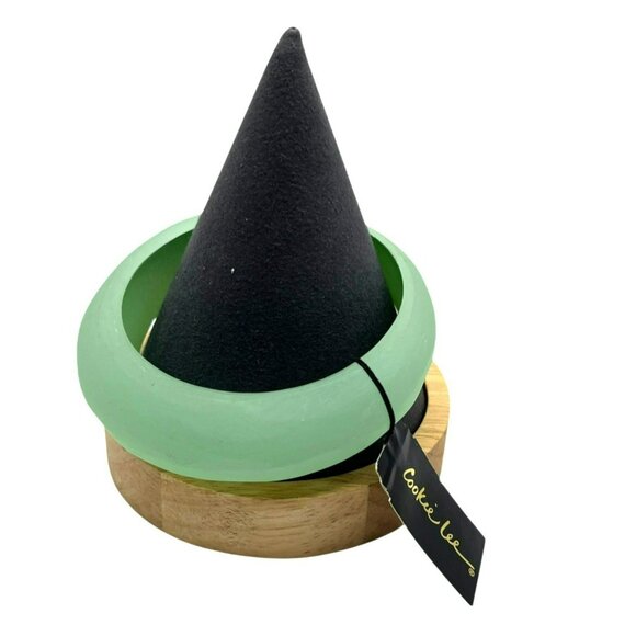 Vintage Cookie Lee‎ Bracelet Bangle Green Chunky Asymmetrical NEW - Picture 1 of 7